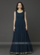 Designer Peacock Blue Color Gown With Shrug